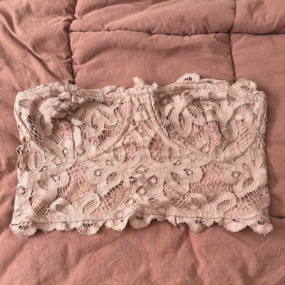 Lace Strapless Crop Top